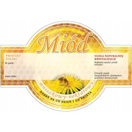 Pakuotė apvalių etikečių/lipdukų kiaulpienių medui (100 vnt) - modelis e266