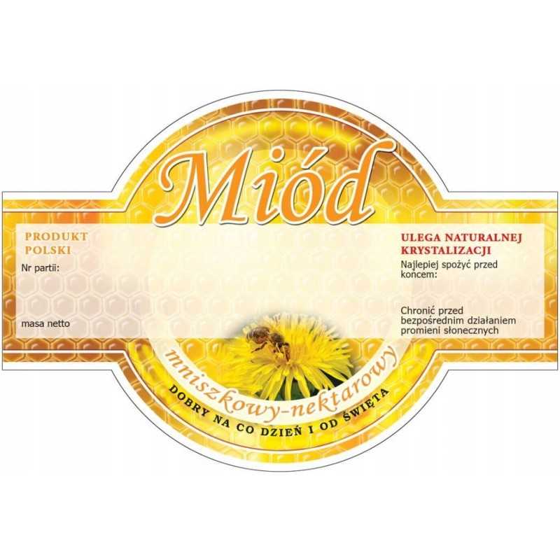 Pakuotė apvalių etikečių/lipdukų kiaulpienių medui (100 vnt) - modelis e266