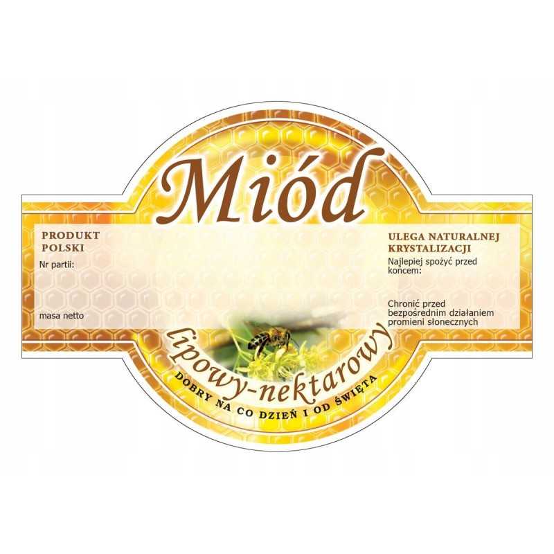 Pakuotė apvalių etikečių/lipdukų liepų medui (100 vnt) - raštas E255