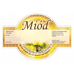 Apvalių etikečių/lipdukų pakuotė rapsų medui (100 vnt) - modelis E257