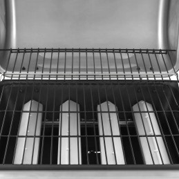 Vidaxl dujinis grilis su 4 degikliais, juodos ir sidabrinės spalvos