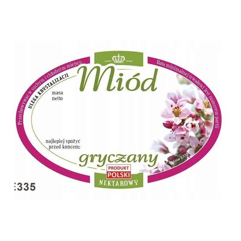 Grikių medaus lipdukas etiketė 92x60 100 vnt