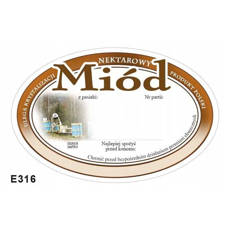 Medaus lipduko etiketė (92x60) tl 100vnt e316