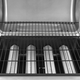 Dujinis grilis su 4 degikliais, juodos ir sidabrinės spalvos