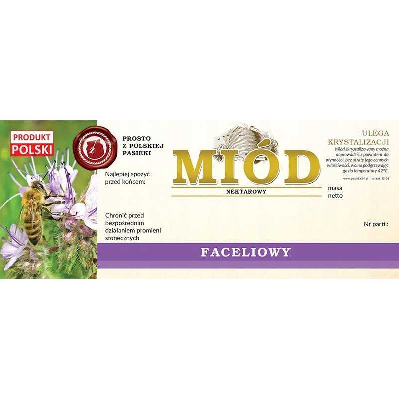 Etiketės facelijų medui (100 vnt) - E164 raštas