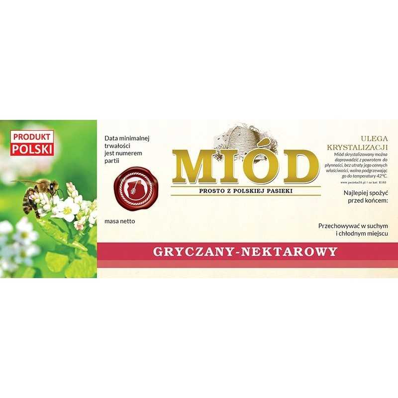 Grikių medaus etiketės (100 vnt) - E163 raštas