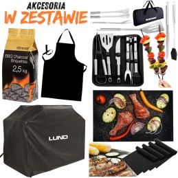 Šeimos sodo grilis su anglimis, ištraukiamas, tvirtos ketaus grotelės, priedai