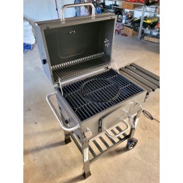 Šeimos sodo grilis su anglimis, ištraukiamas, tvirtos ketaus grotelės, priedai