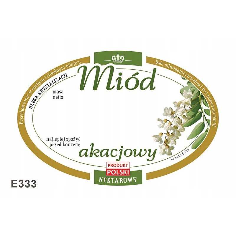 Etiketės akacijų medui (100 vnt) - modelis E333