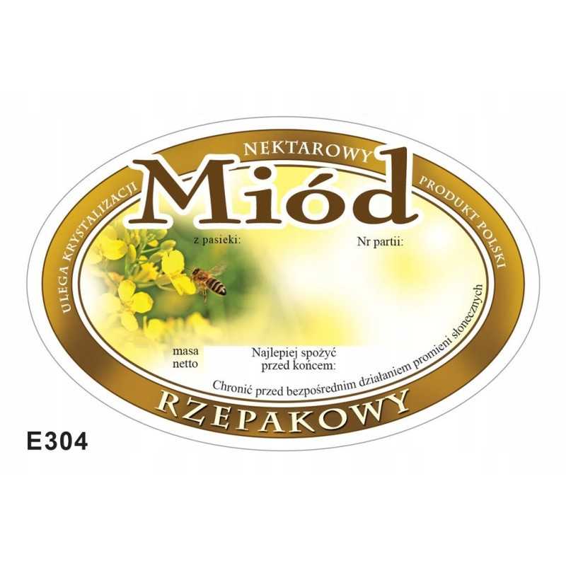 Ovalios etiketės rapsų medui 100 vnt e304