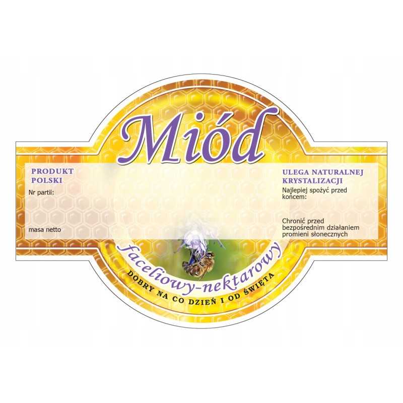 Etiketės facelijų medui (100 vnt) - E262 raštas