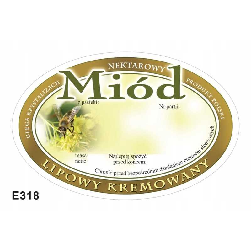 100 vnt ovalių etikečių kremuotam liepų medui