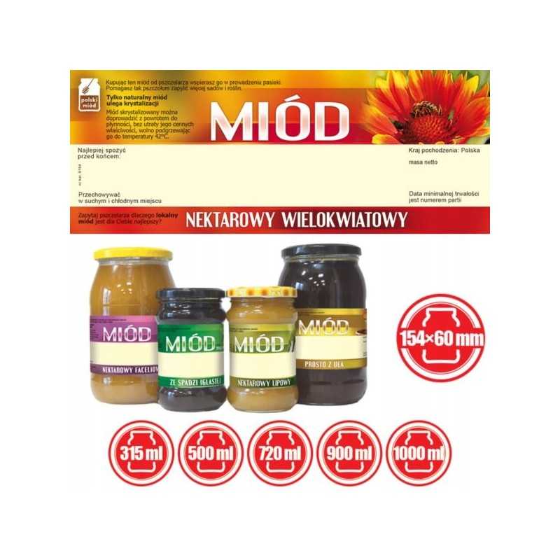 Kelių žiedų medaus etiketės (100 vnt) - e154