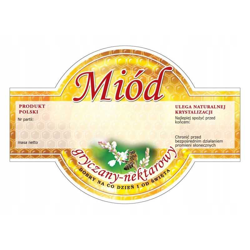 Apvalios etiketės grikių medui (100 vnt) - e258