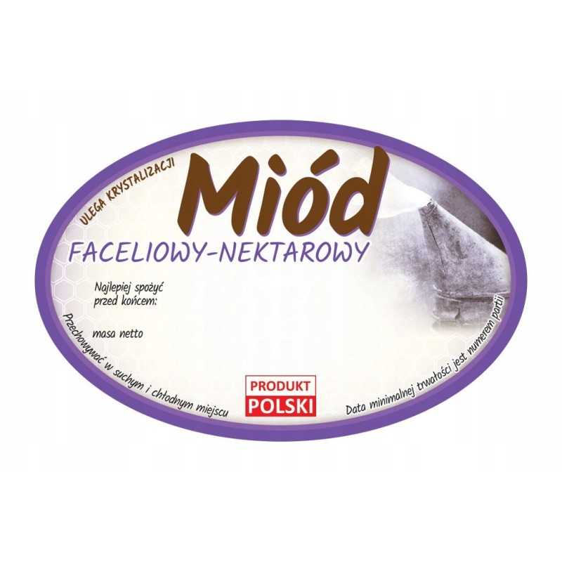 Etiketės facelijų medui (100 vnt) - E367 raštas