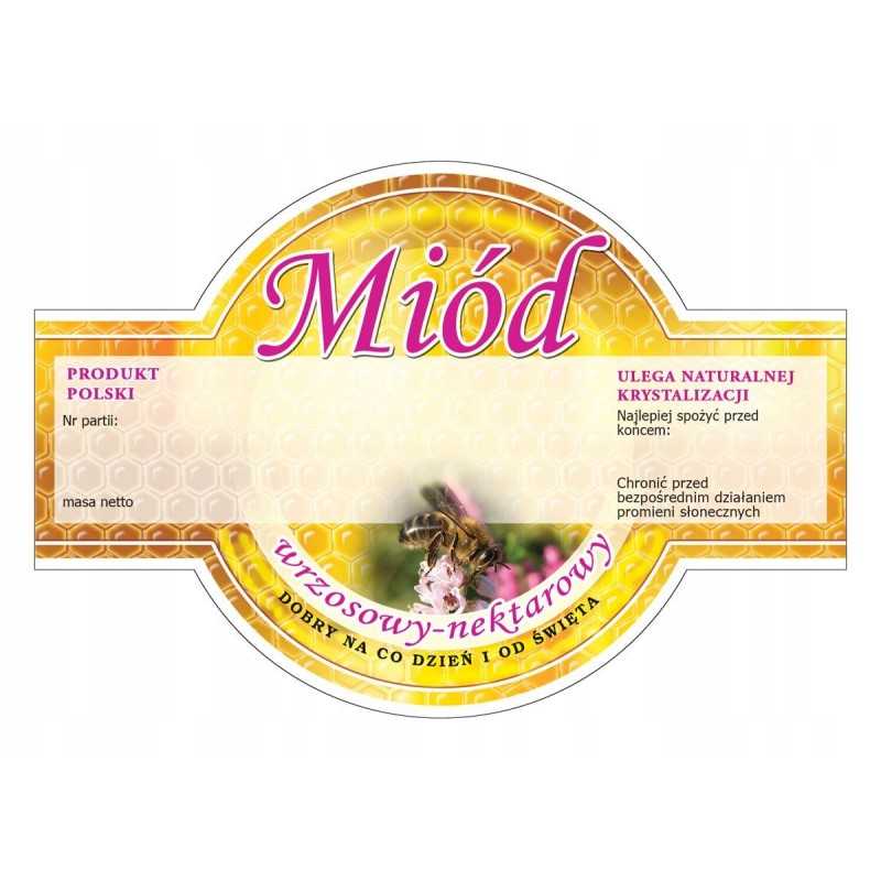 Apvalios etiketės viržių medui (100 vnt) - e265