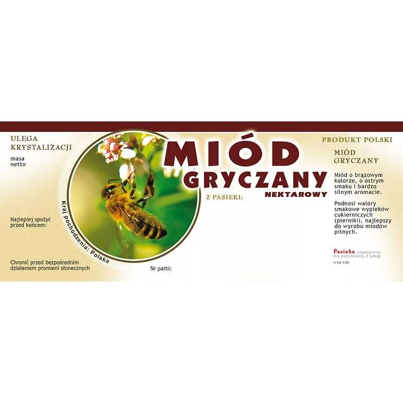 Grikių medaus etiketės (100 vnt) - E102 raštas