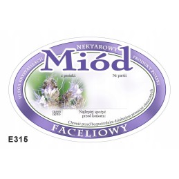 Ovalios etiketės facelijų medui, 100 vnt e315