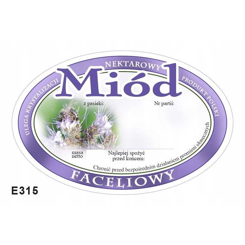 Ovalios etiketės facelijų medui, 100 vnt e315