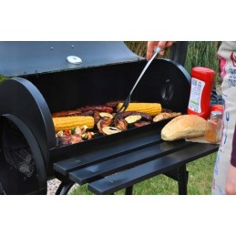 ⭐Dviejų funkcijų sodo grilis su rūkykla + ratukais⭐