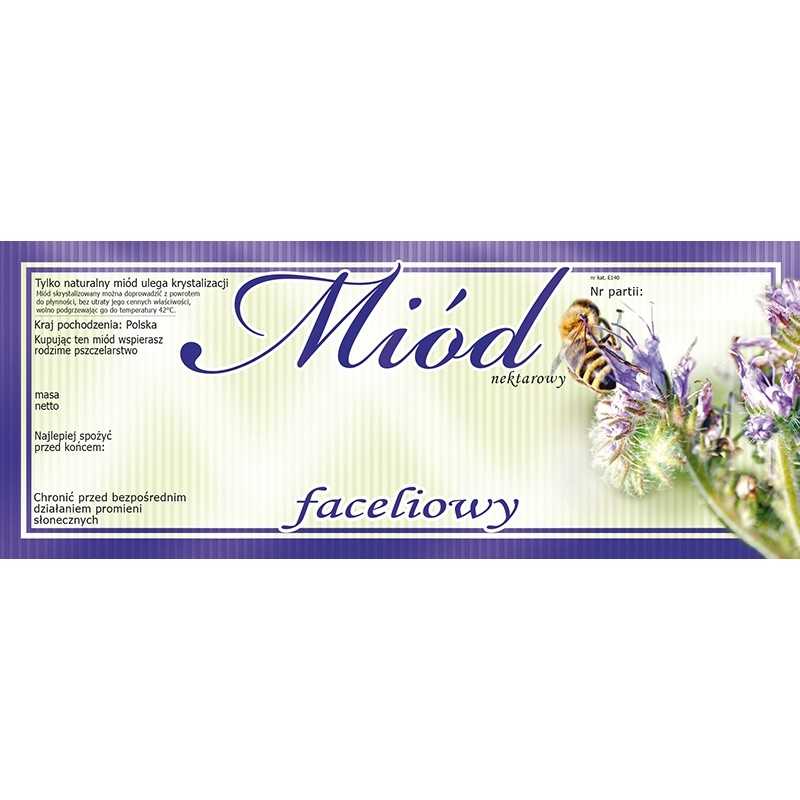 Etiketės facelijų medui (100 vnt) - E140 raštas