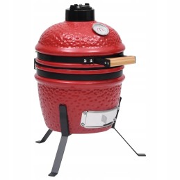 Keraminė kamado kepsninė su rūkykla, 2 viename, 56 cm, raudona