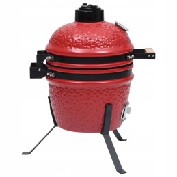 Keraminė kamado kepsninė su rūkykla, 2 viename, 56 cm, raudona