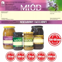 Etiketės facelijų medui (100 vnt) - E145 raštas