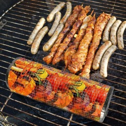 2x grilio krepšelis daržovių mėsos žuvies grilis 20cm apvalių konteinerių rinkinys