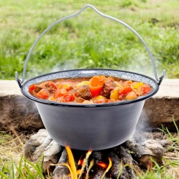 Emaliuotas puodas guliašui, 13 litrų, pakabinamas, vengriškas grilis