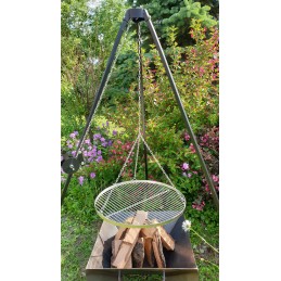 Nerūdijančio plieno grandinėlė 350cm, skirta 50-60 skersmens grotelių pakabinimui virš židinio