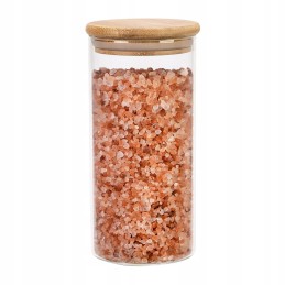 Stiklinis indelis/talpykla 720 ml su mediniu bambukiniu dangteliu ir sandarikliu