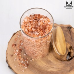 Stiklinis indelis/talpykla 720 ml su mediniu bambukiniu dangteliu ir sandarikliu