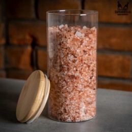 Stiklinis indelis/talpykla 720 ml su mediniu bambukiniu dangteliu ir sandarikliu