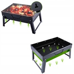 Turistinis grilis sulankstomas nešiojamas lagaminas stovyklavimo anglis 4 bbq kilimėliai