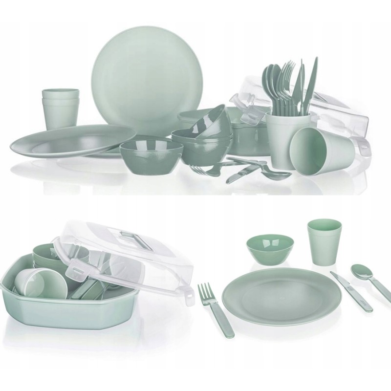 ✅ Kelioninis stovyklavimo rinkinys, 26 elementai, mėtų spalvos