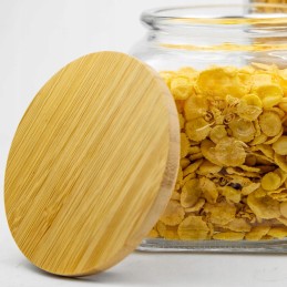 Stiklinis indelis 870ml su bambukiniu dangteliu maistui