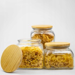 Stiklinis indelis 870ml su bambukiniu dangteliu maistui