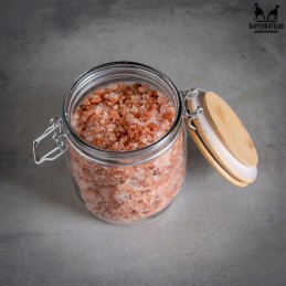 Stiklinis indelis / talpa 700 ml su mediniu bambukiniu dangteliu + mechaniniu uždarymu + sandarikliu