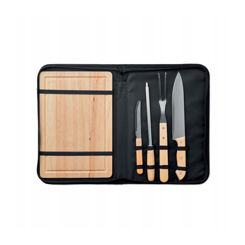 Grilio priedų rinkinys su pjaustymo lentele dėkle