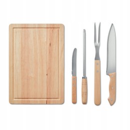 Grilio priedų rinkinys su pjaustymo lentele dėkle