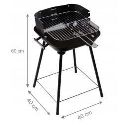 Sodo kepsninė, reguliuojamos grotelės, 33x33 cm, juoda, stabili, piknikas