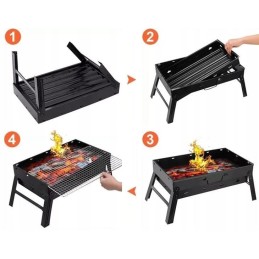 Turistinė kepsninė su anglimis, nešiojamas lagaminas, grotelės, puikiai tinka stovyklavimui