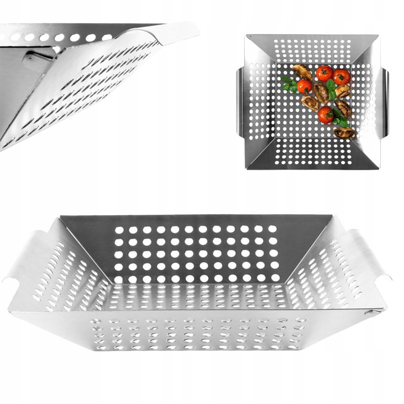 Grilio keptuvė, perforuota, krepšelis, lėkštė, padėklas