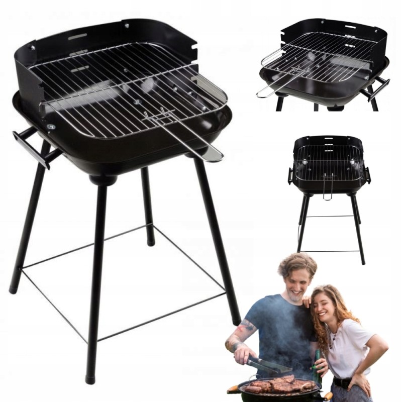 Sodo kepsninė iškylai, reguliuojamos grotelės, 33 x 33 cm, juodos