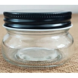 Žvakių stiklainis su juodu dangteliu - 150 ml