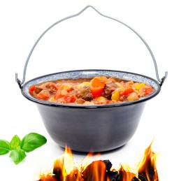Emaliuotas puodas guliašui, 13 litrų, pakabinamas, vengriškas grilis
