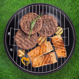 Sferinės grotelės 16 juodos su dangteliu ir pelenine