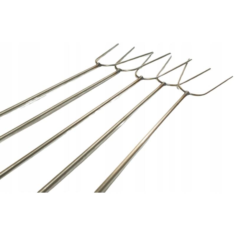 Nerūdijančio plieno kepsninės laužo lazdos 120cm 5 vnt dešrelių šakutės