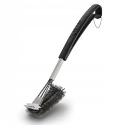 Napoleon trijų eilių grilio šepetys, plieniniai šereliai, grotelių šepetys, kabliukas